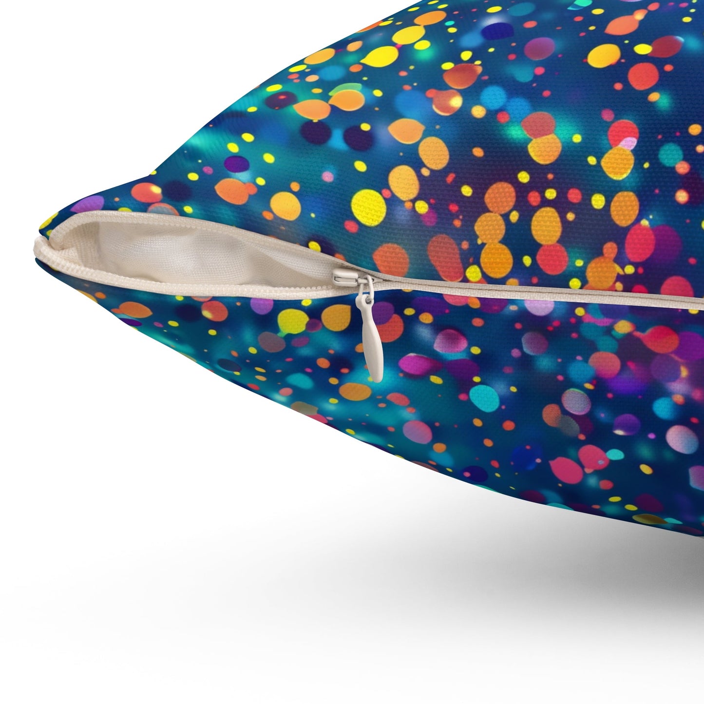 Bespattered Facade Rainbow Party Dots Square Throw Pillow | 4 Sizes