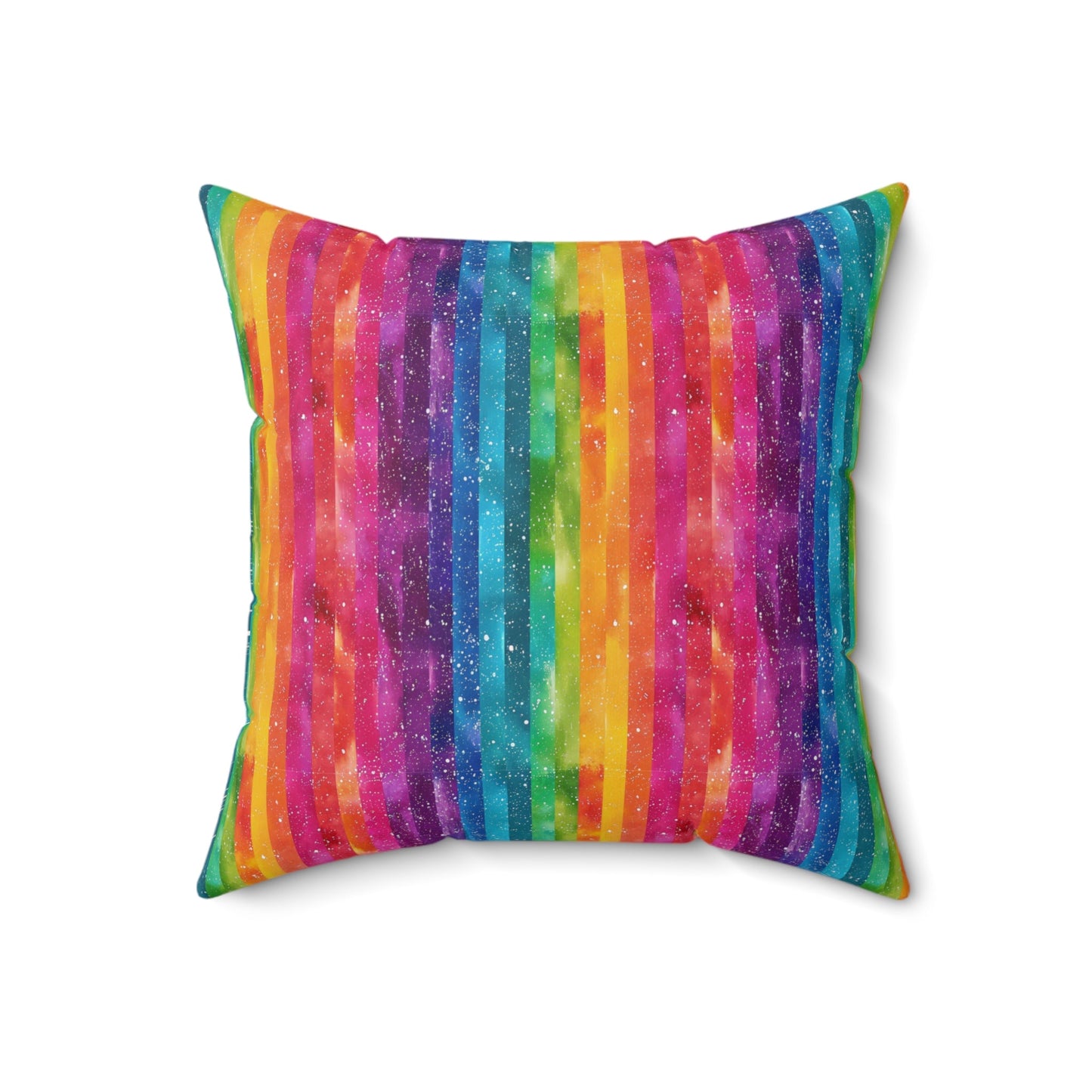 Bespattered Facade Rainbow Stripes Faux Suede Square Throw Pillow | 4 Sizes