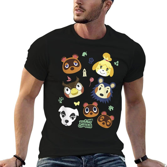 Animal Crossing Cute Pet Friends Nintendo Big Face Jumble Vintage-inspired T-Shirt