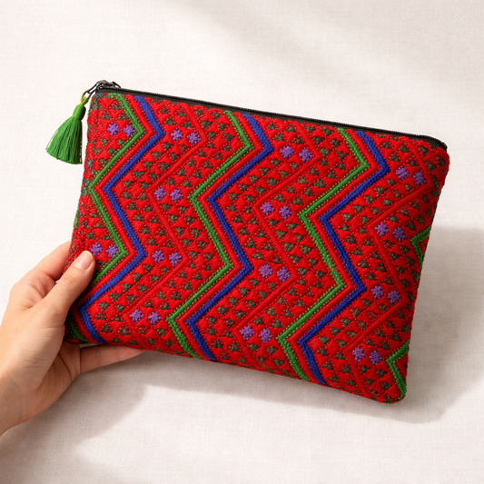 Maya Up-cycled Huipil Cosmetic One-of-a-Kind Bag (XL) - Guatemala