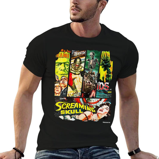 Vintage Style Sci Fi Horror Movie Poster Collage Wrinkle-resistant T-Shirt