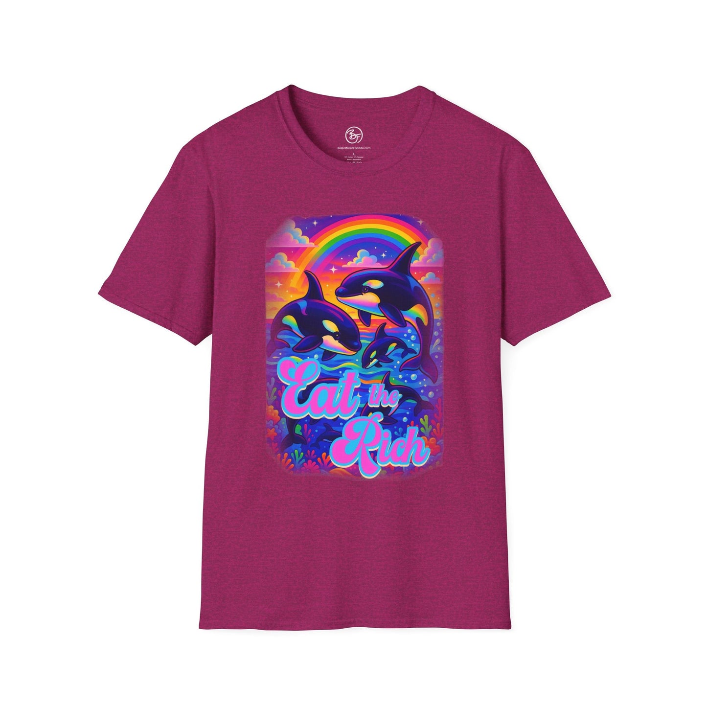 Bespattered Facade Whimsical "Eat the Rich" Orcas Unisex Softstyle T-Shirt