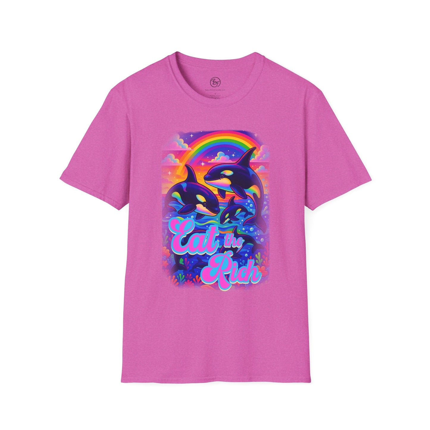 Bespattered Facade Whimsical "Eat the Rich" Orcas Unisex Softstyle T-Shirt