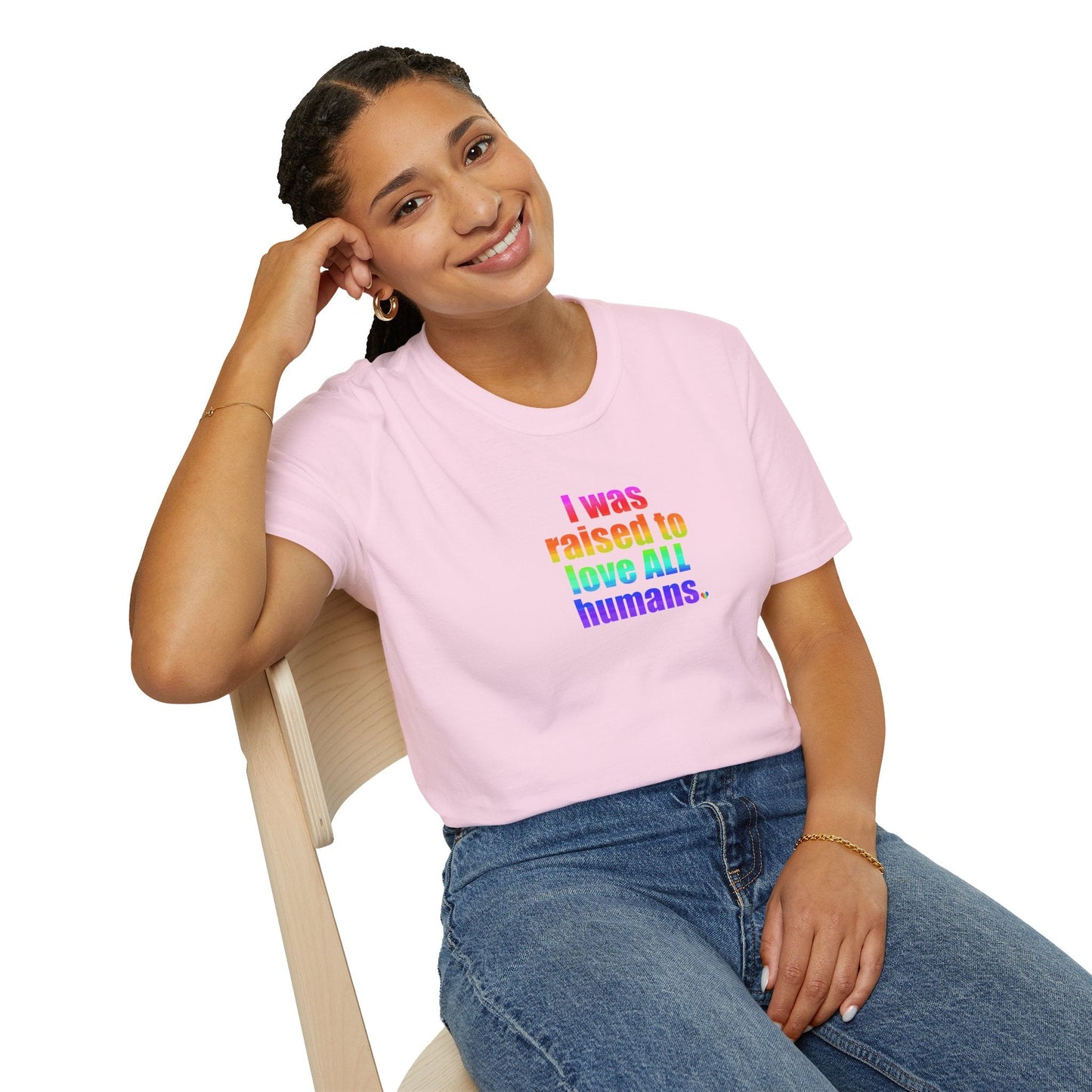 Bespattered Facade Raised to Love All Humans Unisex Softstyle T-Shirt