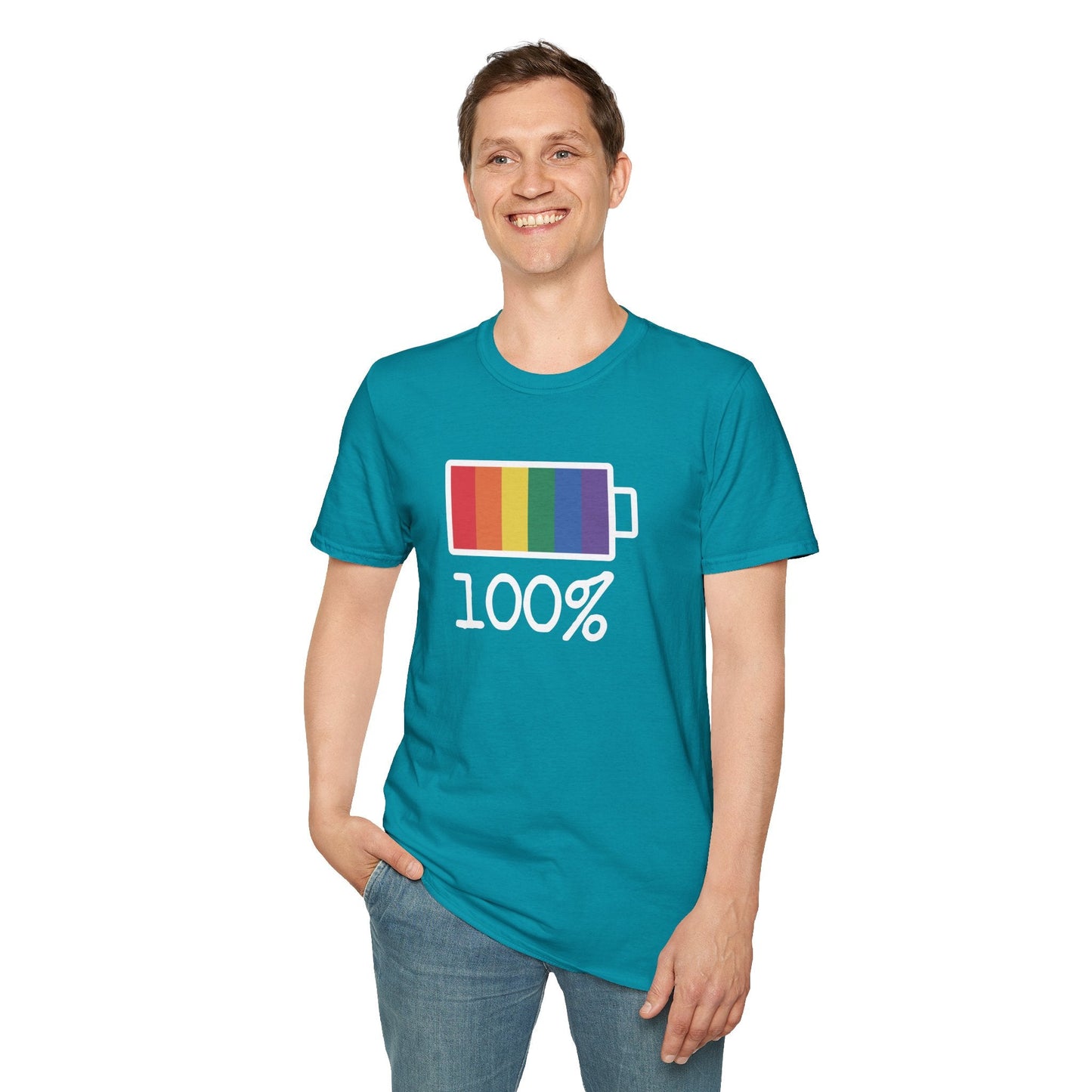 Bespattered Facade Rainbow Battery Unisex Softstyle T-Shirt