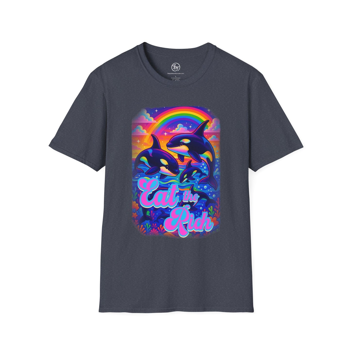 Bespattered Facade Whimsical "Eat the Rich" Orcas Unisex Softstyle T-Shirt