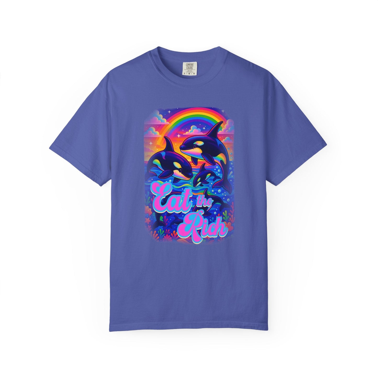 Bespattered Facade Whimsical "Eat the Rich" Orcas Premium Unisex Comfort Colors Garment Dyed 100% Cotton T-Shirt