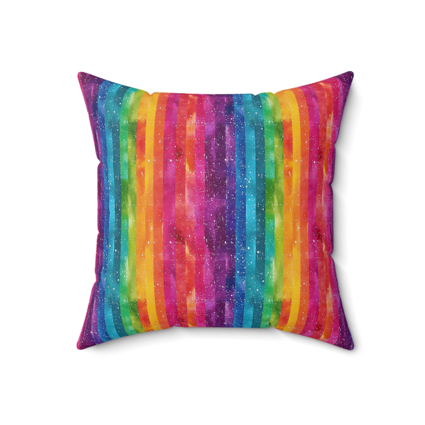 Bespattered Facade Rainbow Stripes Faux Suede Square Throw Pillow | 4 Sizes