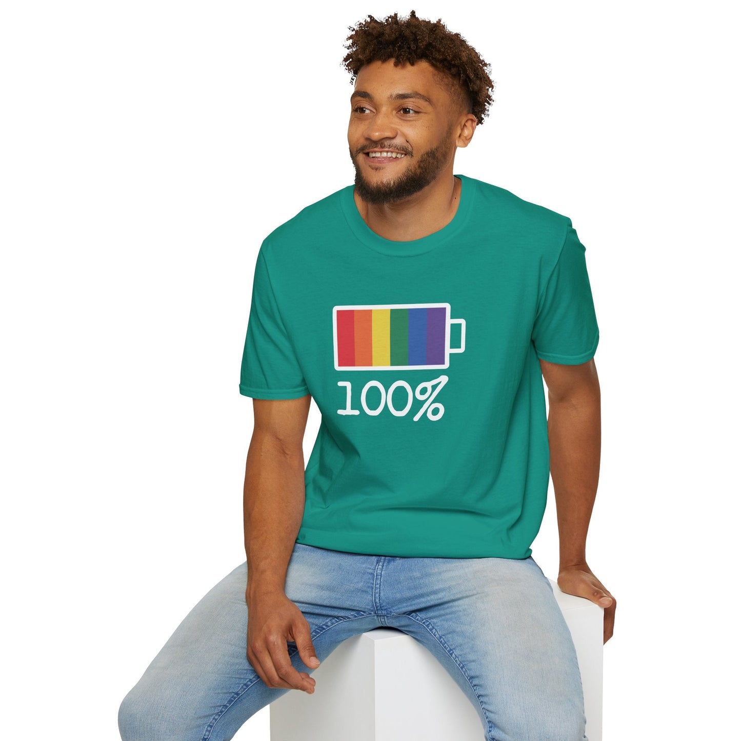 Bespattered Facade Rainbow Battery Unisex Softstyle T-Shirt