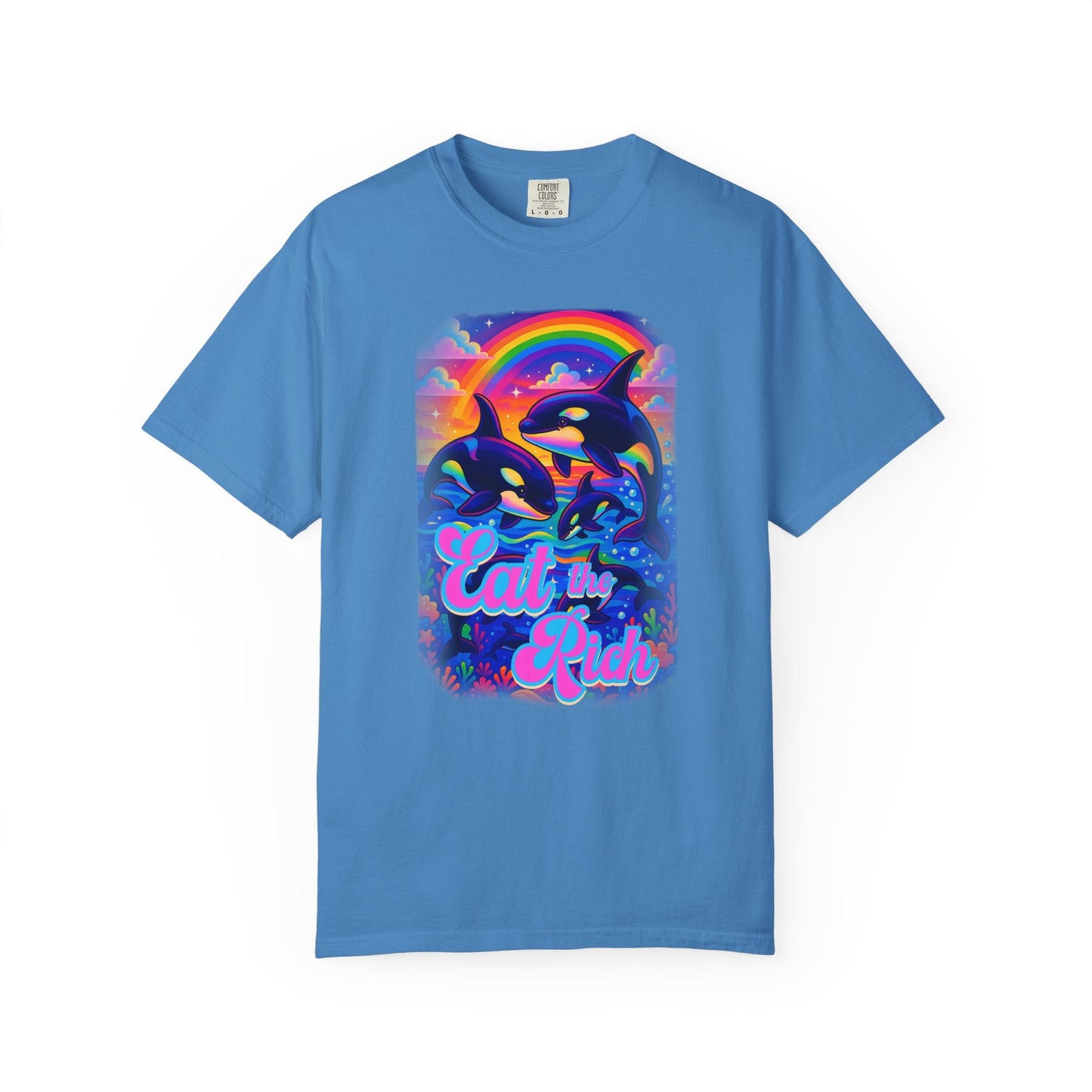 Bespattered Facade Whimsical "Eat the Rich" Orcas Premium Unisex Comfort Colors Garment Dyed 100% Cotton T-Shirt
