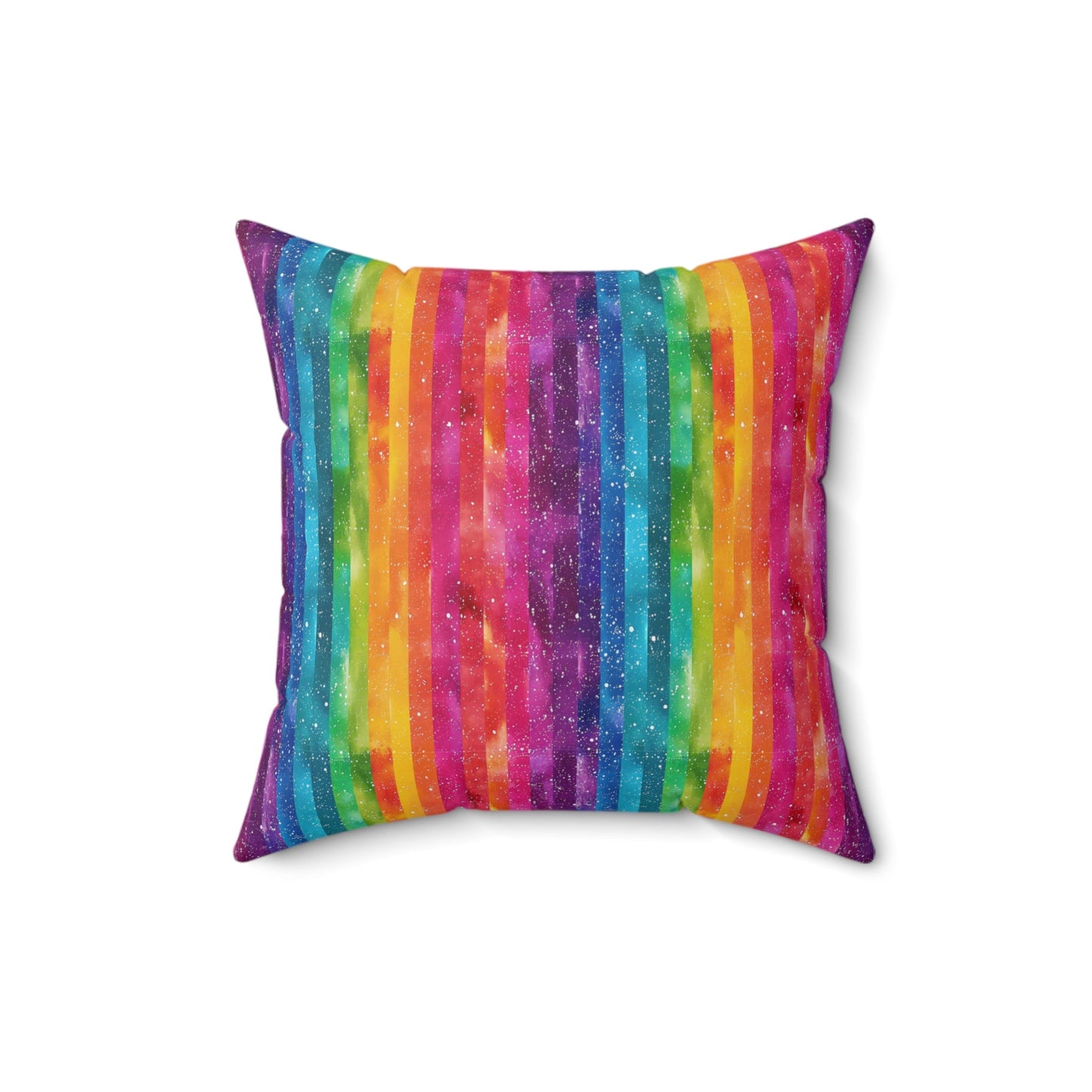 Bespattered Facade Rainbow Stripes Faux Suede Square Throw Pillow | 4 Sizes