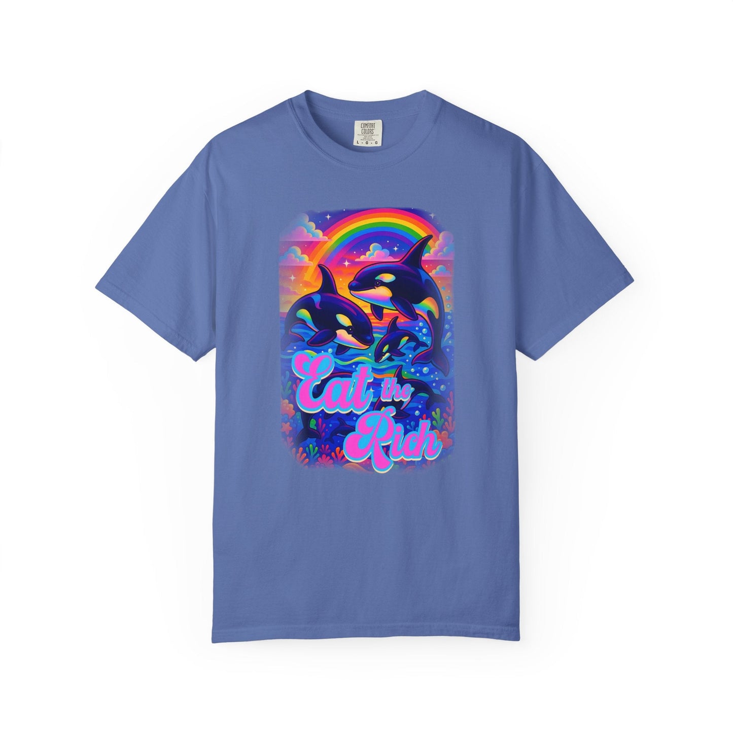 Bespattered Facade Whimsical "Eat the Rich" Orcas Premium Unisex Comfort Colors Garment Dyed 100% Cotton T-Shirt