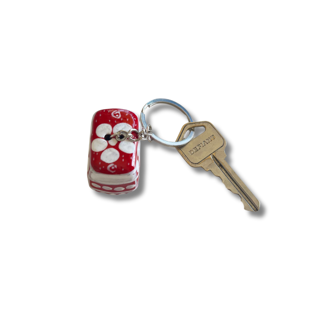Volkswagen VW Van & Beetle Mexican Hand painted Clay Keychain - Mexico