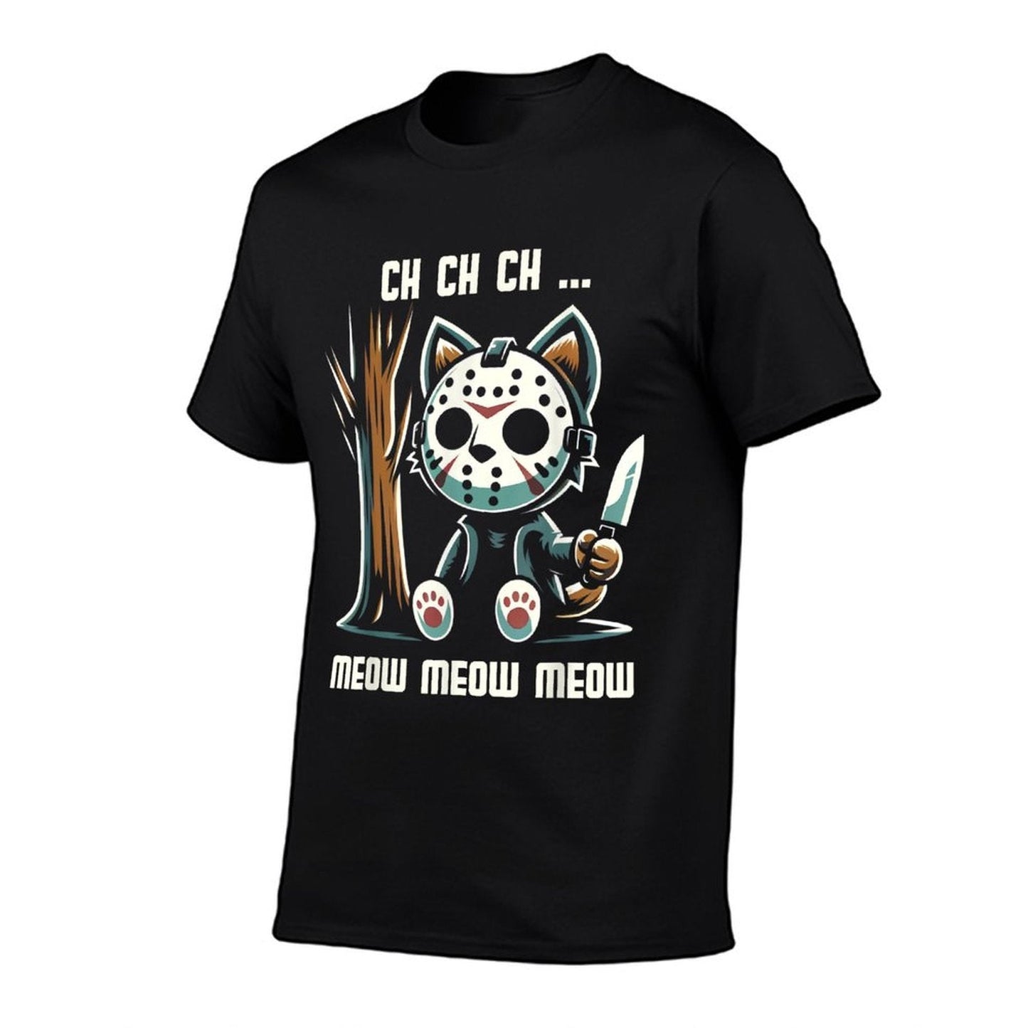 Vintage Cat Movie Horror Lovely Animal Classic Meow Kitten Men Women Girls Kids  Ribbed Collar T-Shirt