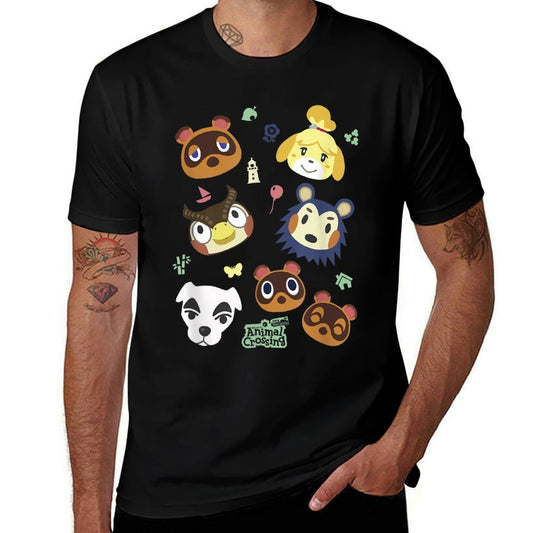 Animal Crossing Cute Pet Friends Nintendo Big Face Jumble  Vintage-inspired T-Shirt