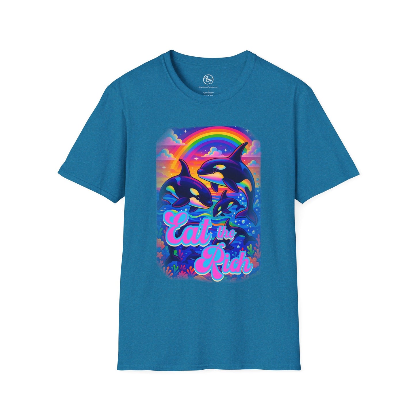 Bespattered Facade Whimsical "Eat the Rich" Orcas Unisex Softstyle T-Shirt