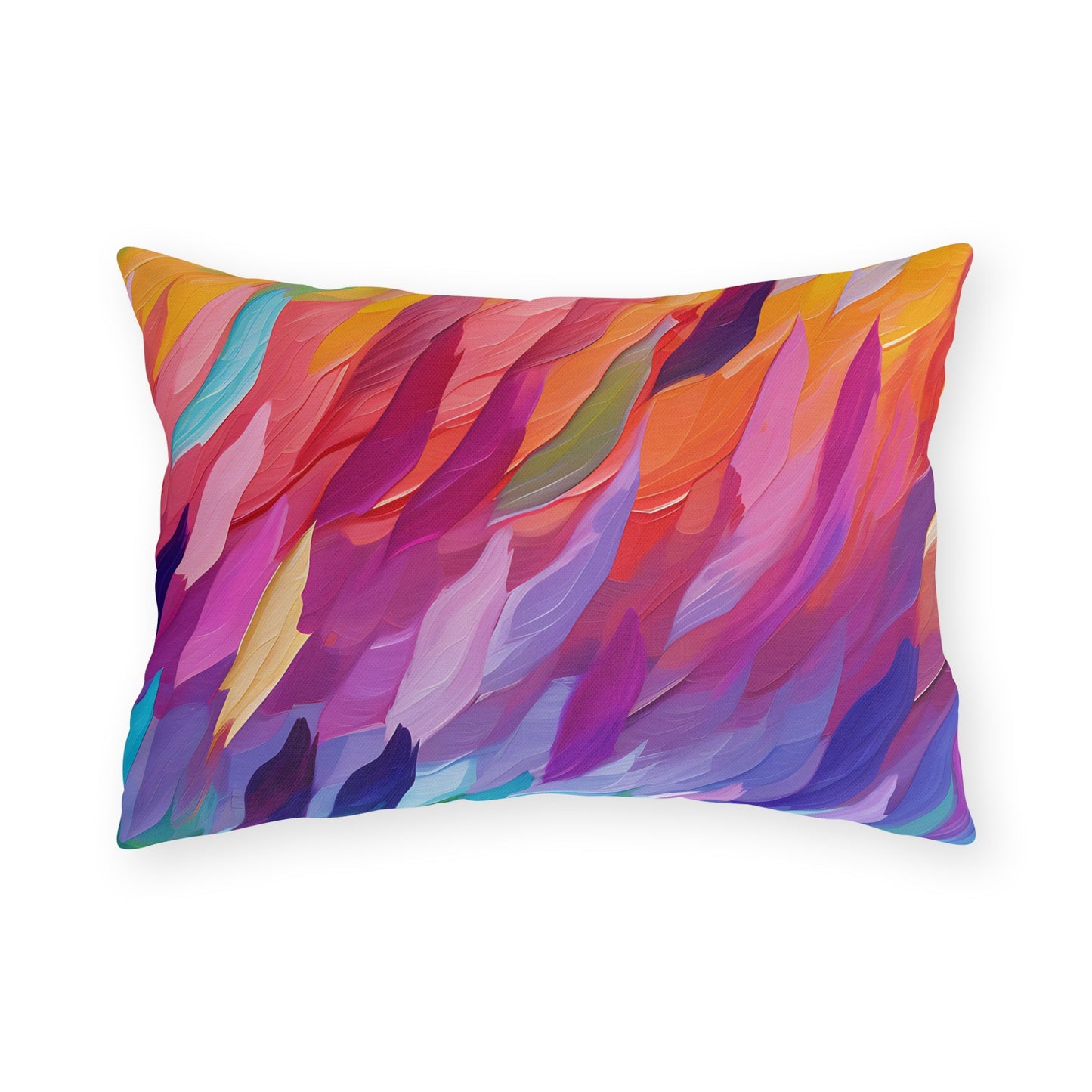 Bespattered Facade Rainbow Feathers UV-Resistant Outdoor Pillows | 4 Sizes