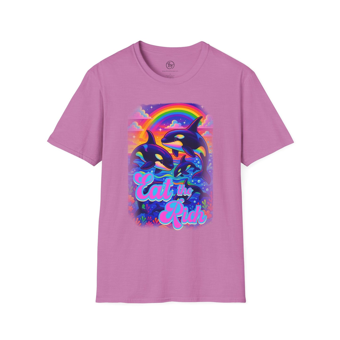 Bespattered Facade Whimsical "Eat the Rich" Orcas Unisex Softstyle T-Shirt