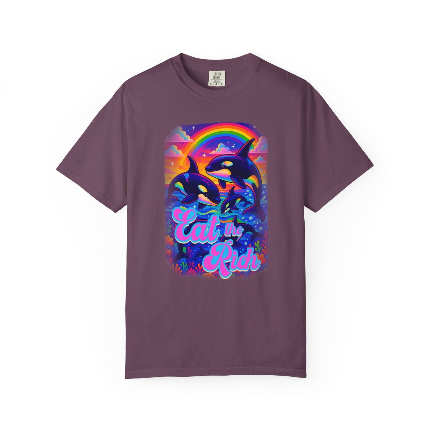 Bespattered Facade Whimsical "Eat the Rich" Orcas Premium Unisex Comfort Colors Garment Dyed 100% Cotton T-Shirt
