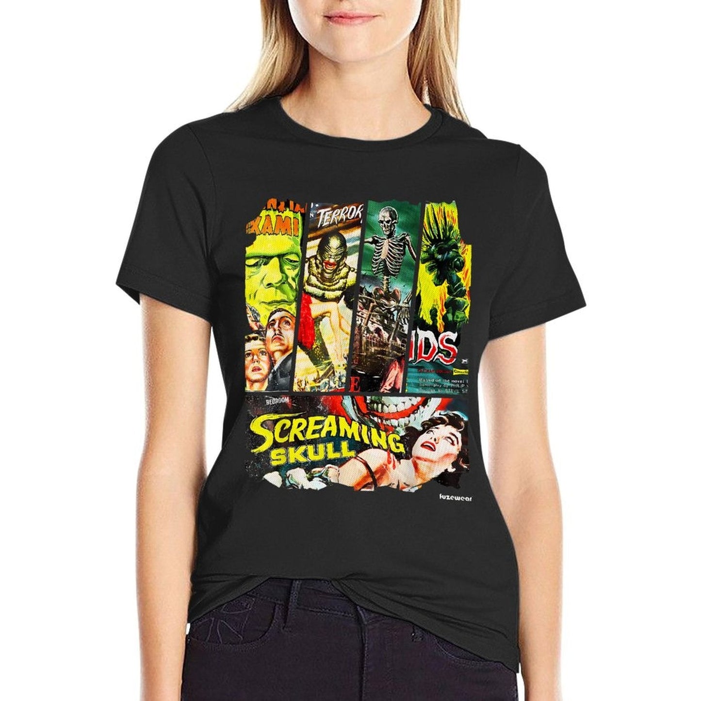 Vintage Style Sci Fi Horror Movie Poster Collage  Wrinkle-resistant T-Shirt