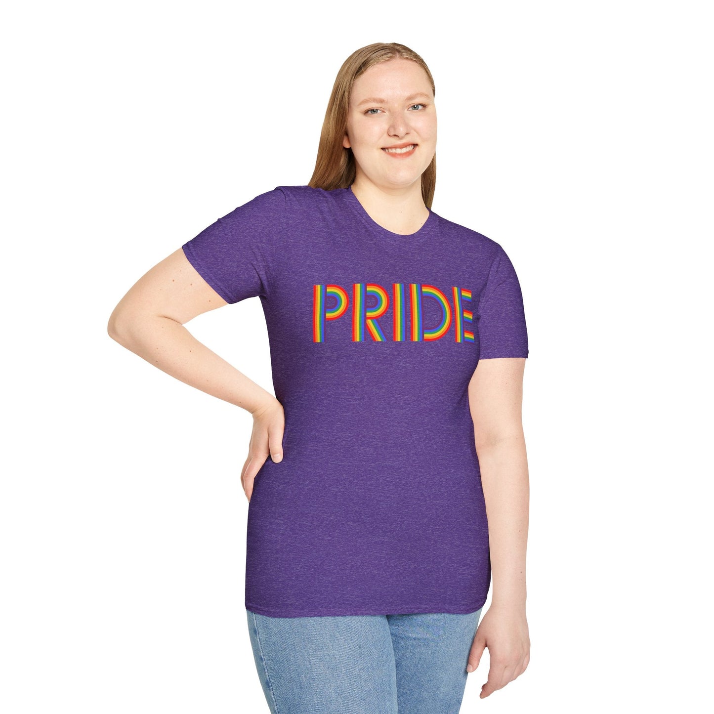 Bespattered Facade Rainbow Pride Ribbon Letters Unisex Softstyle T-Shirt