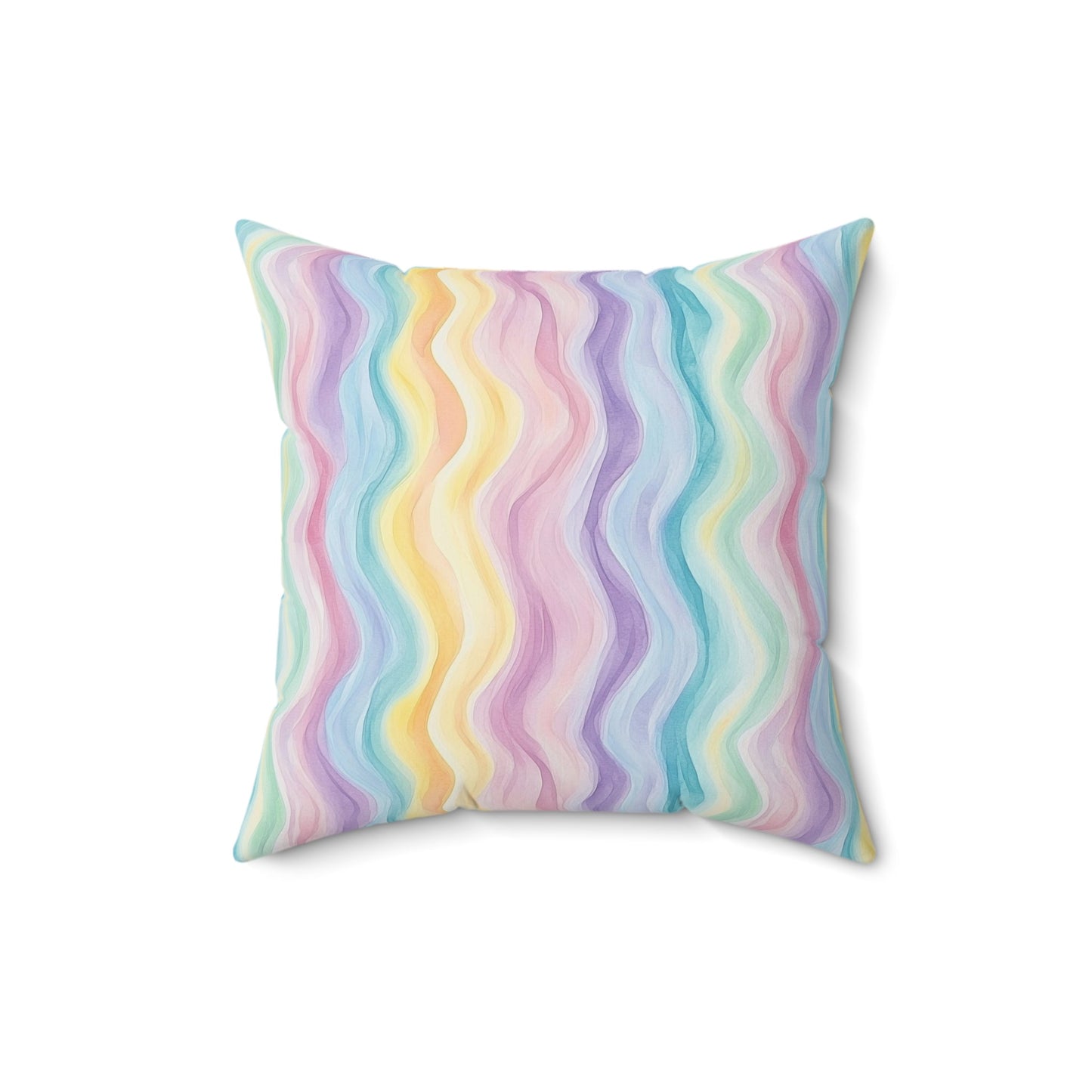 Bespattered Facade Pastel Squiggles Square Throw Pillow | 4 Sizes