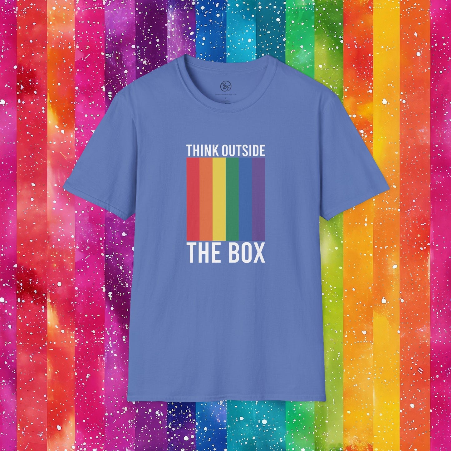 Bespattered Facade Rainbow Think Outside the Box Unisex Softstyle T-Shirt