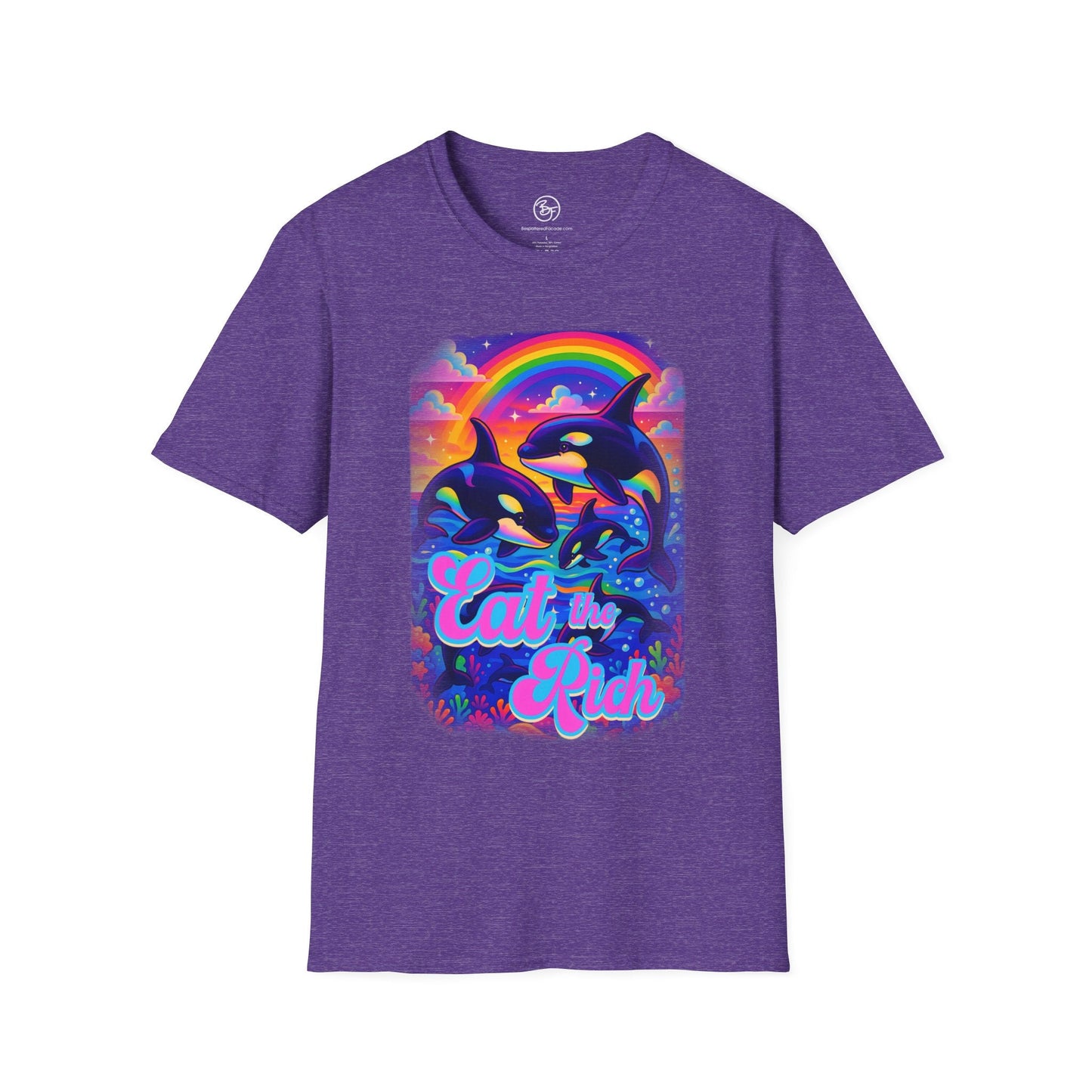 Bespattered Facade Whimsical "Eat the Rich" Orcas Unisex Softstyle T-Shirt
