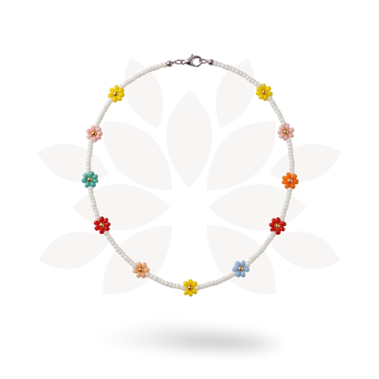 Daisy Seed Bead Floral Boho Choker - Guatemala
