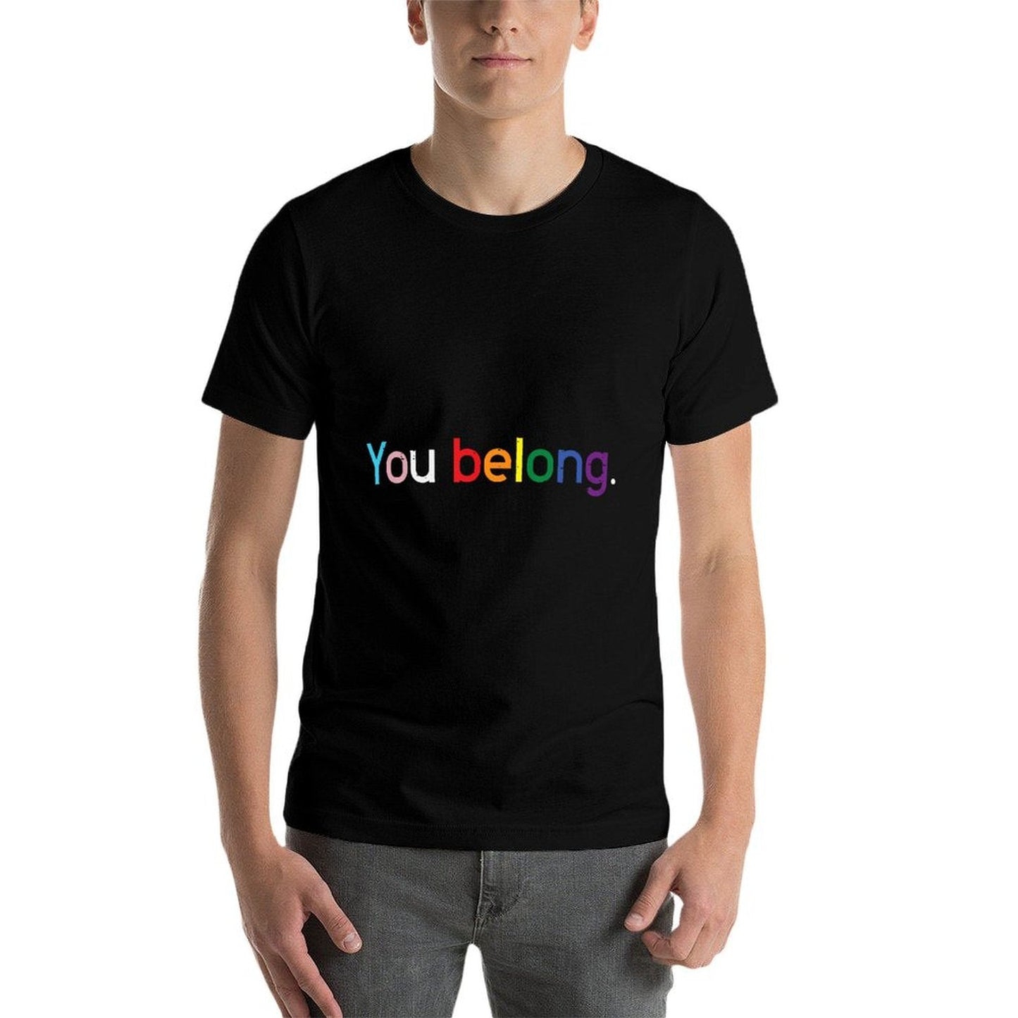 Gay Pride Month You Belong LGBTQ Ally Rainbow Men Women  Lightweight T-Shirt