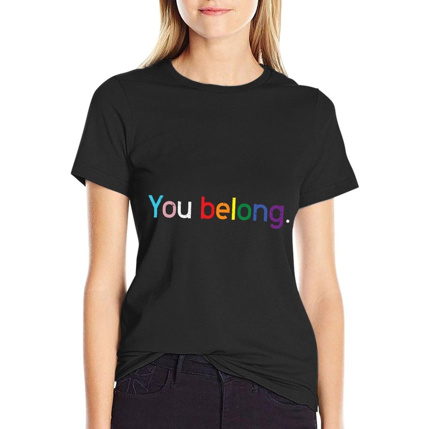 Gay Pride Month You Belong LGBTQ Ally Rainbow Men Women  Lightweight T-Shirt