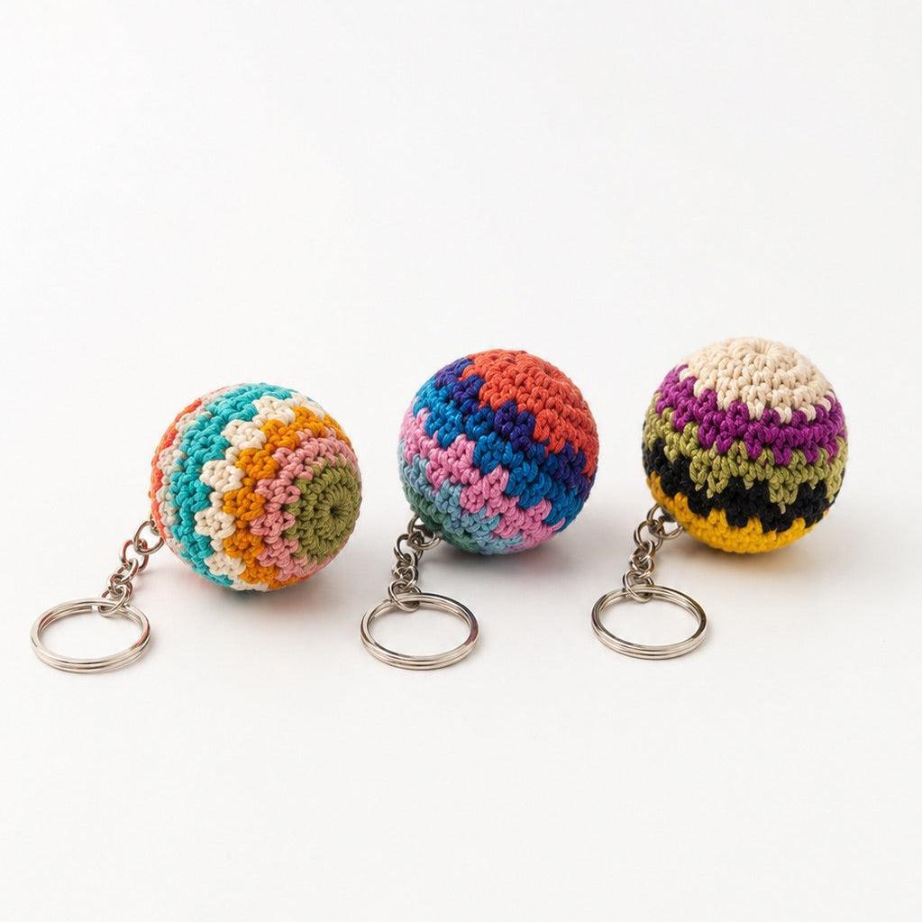 Mini Footbag Handmade Stress Ball Sack Knit Crochet Keychain – Guatemala