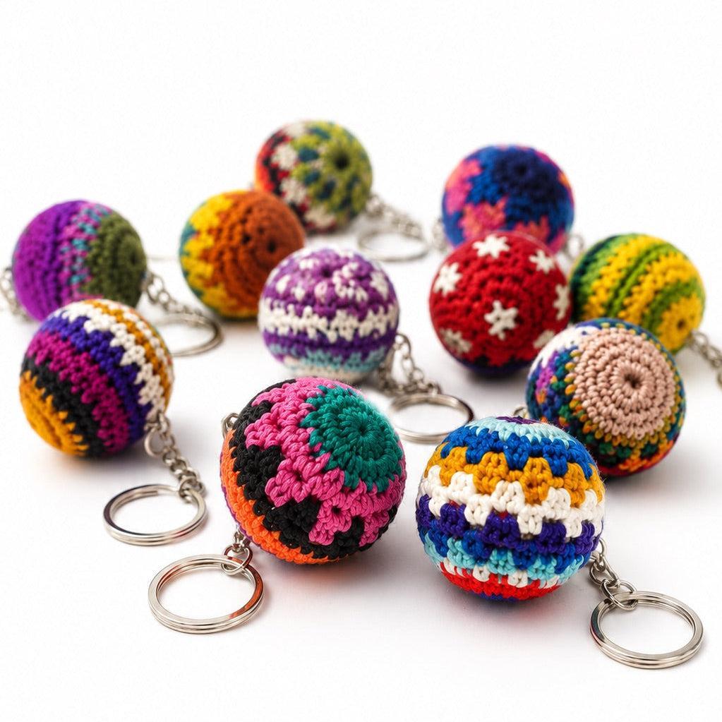 Mini Footbag Handmade Stress Ball Sack Knit Crochet Keychain – Guatemala