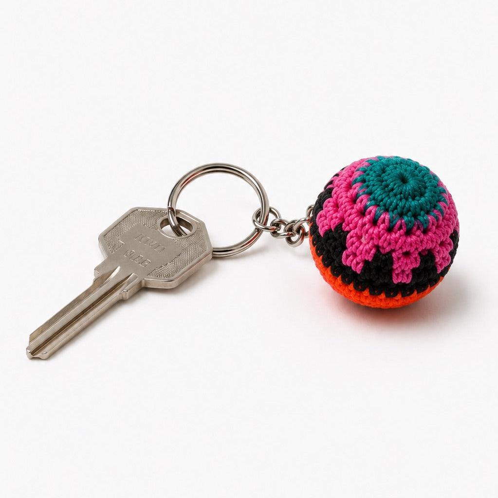 Mini Footbag Handmade Stress Ball Sack Knit Crochet Keychain – Guatemala